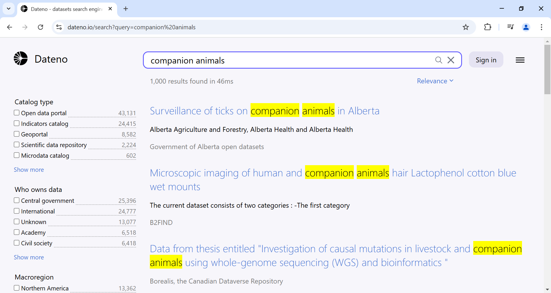 Companion animals: Query